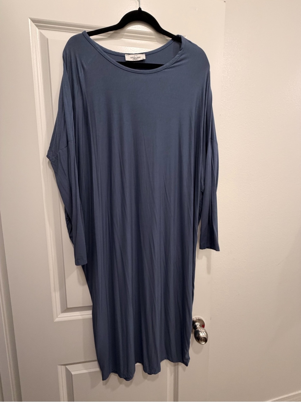 Carly Jean Los Angeles Slate Blue Long Sleeve Midi Dress